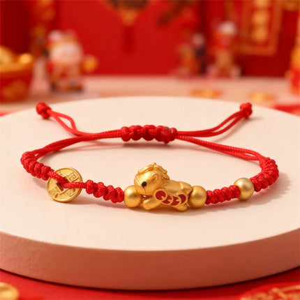 2026 Horse Year Red Lucky Braided Rope Bracelet For Women Chinese Style Horse Beaded Bracelets New Year Blessing Jewelry Gifts