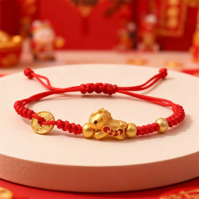 2026 Horse Year Red Lucky Braided Rope Bracelet For Women Chinese Style Horse Beaded Bracelets New Year Blessing Jewelry Gifts