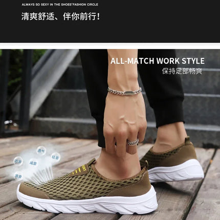 YRZL Lightweight Men Casual Shoes Breathable Slip on Male Casual Sneakers Anti-slip Men's Flats Outdoor Walking Shoes Size 39-46