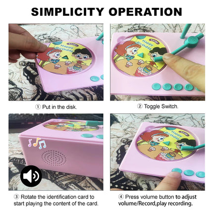 Phonograph Story Music Player with 96 Cards-Children's Educational Party Birthday Xmas Gifts
