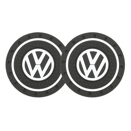 2Pcs Car Interior Coasters Silicone Water Cup Anti-slip Mats For VW Tiguan Arteon Taigo Caddy CC e-up! Golf Polo Passat Amarok
