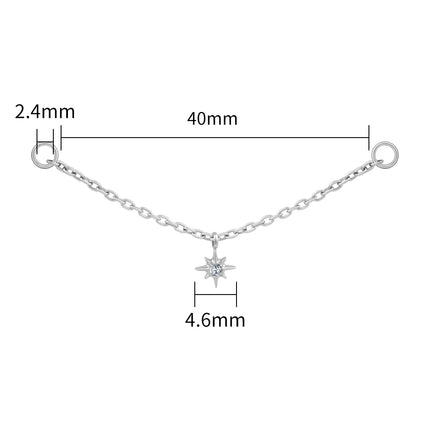 Right Grand ASTM F136 Titanium Dangle Star Chain Attachment Double Industrial Chain Connector Celestial Cartilage Conch Piercing
