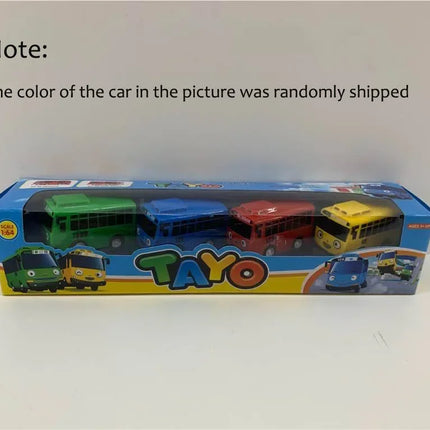 Mini Pull Back Tayo Bus Toy Set with Openable Doors, Sliding Cartoon Vehicle Toy for Kids Boys, Educational Traffic Playset Gift