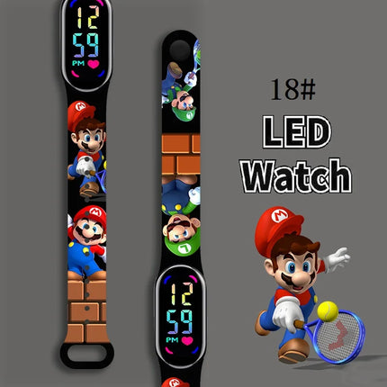 Mario Bros Children's Watches Action Figures Luigi Princess Peach Yoshi Bowser kids Sport Wristband Waterproof Digit