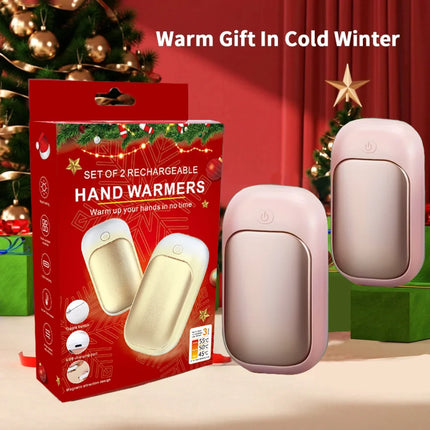 Magnetic rechargeable hand warmer 2-piece set, fast heating, 3-speed adjustment, portable hand warmer ﻿