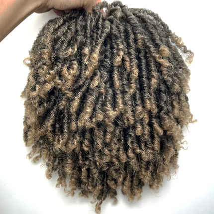 Short Dreadlock Braided Half Wig Black/Brown/Blonde/Gray Synthetic Soft Faux Locs Wigs Braiding Wigs for Black Women/Men