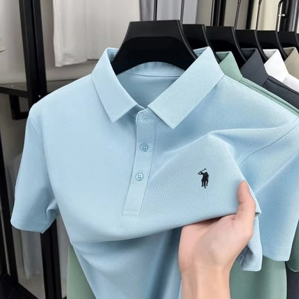 2026 Men's premium summer polo shirt, quick drying, breathable, casual, business fashion, sports, short sleeved, men's clothing