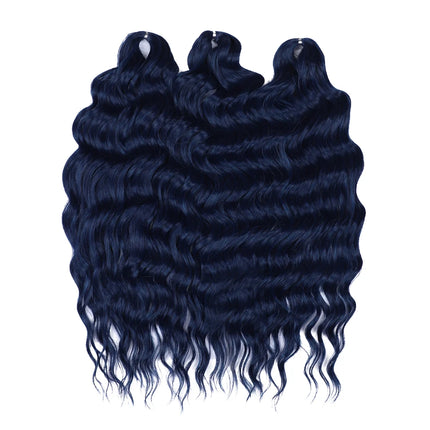 FASHION IDOL 24" 3pcs Deep Wave Curl Hair Synthetic Water Wave Braiding Hair Extensions Ombre Rainbow color Twist Crochet Hair