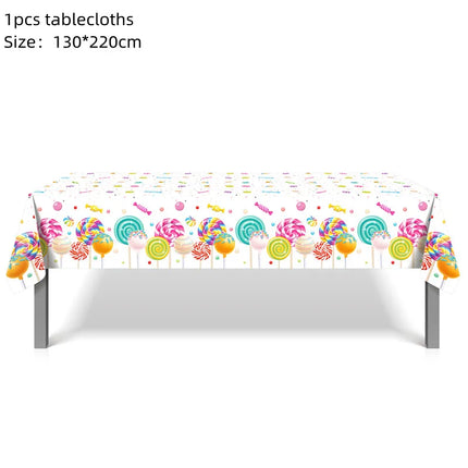 Ice Cream Theme Disposable Tablecloth Happy Birthday Party Decoration For Home Summer Wedding Birthday Baby Shower Decor