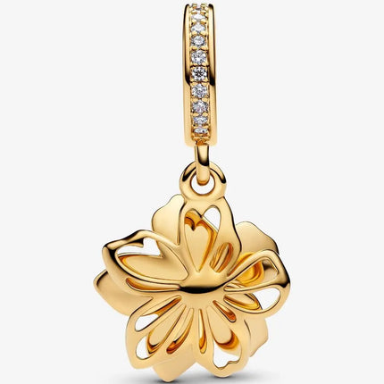 Classics 925 Sterling Silver Purple Gold Flower & Spiral Heart & Bachelor's Hat Dangle Charm Fit Brand Bracelet Thanksgiving Gift