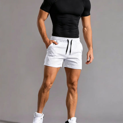 Men's White Summer Sports Shorts, Simple & Stylish. Trendy 3-Point, Casual 4-Point Shorts, Mid-Length for Fitness & Vacation