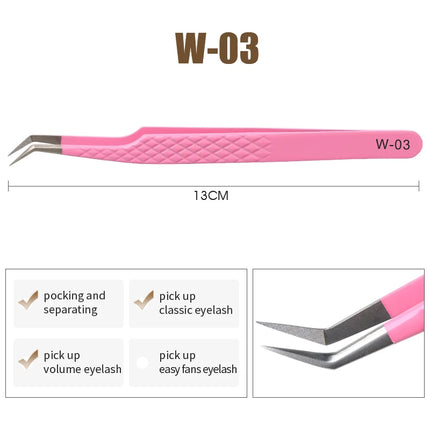 Natuhana Rose red Tweezers Stainless Steel  Tweezers High Precision Anti-static Tweezers for Eyelash Extensions Makeup