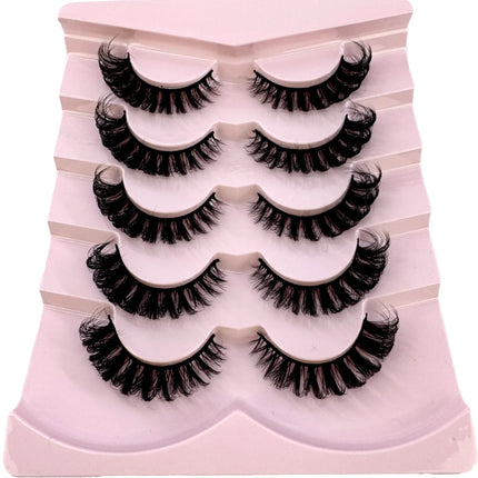 HBZGTLAD 3D natural cat eye fluffy soft cross 5 pairs of comic eyelashes Wispy natural eyelash extension eyelashes