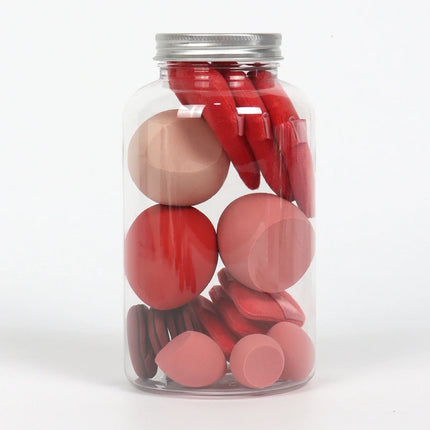 15Pcs Premium Powder Puffs with Storage Jar - Makeup Blending Sponges Set for Face Foundation & Loose Powder Kit