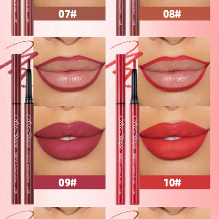 QIBEST Matte Lip Liner Set 12 Colors Nude Shades Lipliner Pen Waterproof Lip Contouring Pencils Lasting Makeup Kits Lipstick Pen