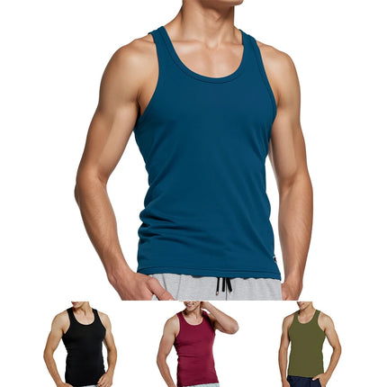 Tank Tops Men New 100% Cotton Solid Vest Mens Slim Casual Breathable Sleeveless Tops Gym Running Undershirt Male Gift Hot Sale