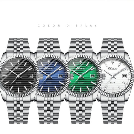 CHENXI 004D Fashion Original Classic Watches for Men Stainless Steel Band Quartz Date Display Male Sport Waterproof Wristwatch