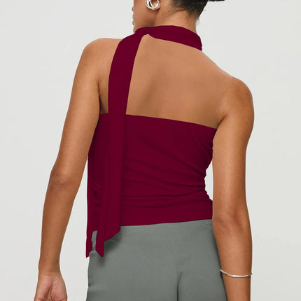 Women Sexy And Elegant Sleeveless High Neck Slim Fit Vest Nightclub Street Style New White Strap Casual Upper Outer Garment