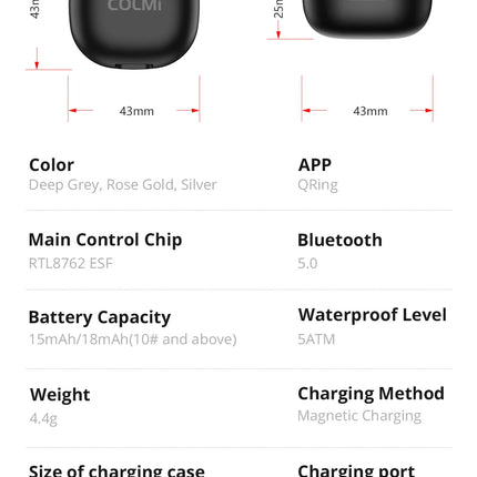 COLMI R10 Smart Ring with Charging Case for Men Women, Health and Sleep Monitor, 5ATM Waterproof, Multi-sport Mode