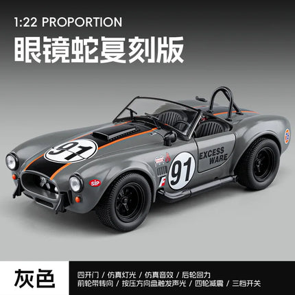 1:22 Cobra convertible Classic vintage car Alloy Metal Diecast Model Car Sound & Light Pull Back Toy Gift