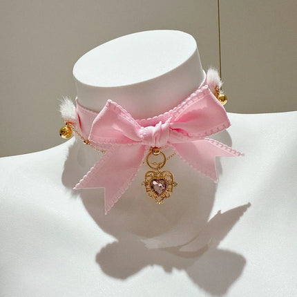 New Pink Bow Nipple Clips Heart-Shaped Gemstone Collar Leash Set with Body Chain Sexy Accessories Anal Plug with Tail Sex Toys
