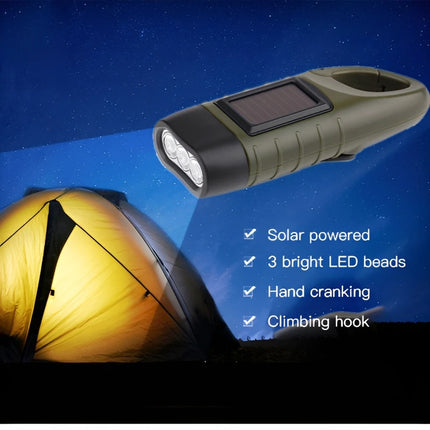 Solar Flashlight Portable Outdoor Hiking Hand Crank Rechargeable Emergency Camping Lights Multi-functional Emergency Light