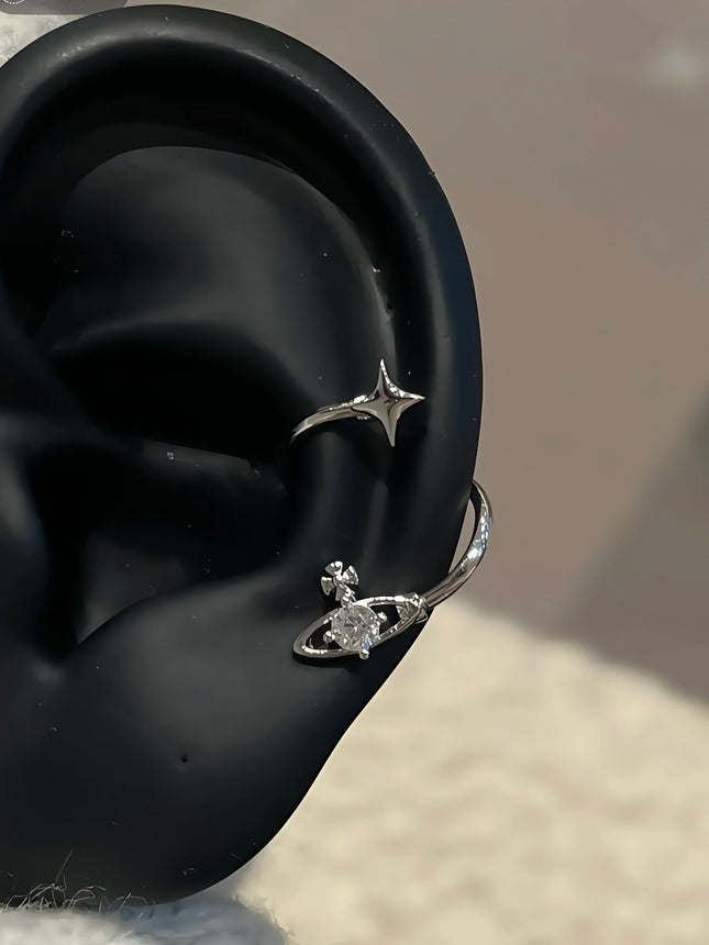 1 Pcs Gold Color S-Shaped Saturn Horseshoe Earring l 316L Stainless Steel Ear Bone Nail  Hypoallergenic Ear Piercing Jewelry