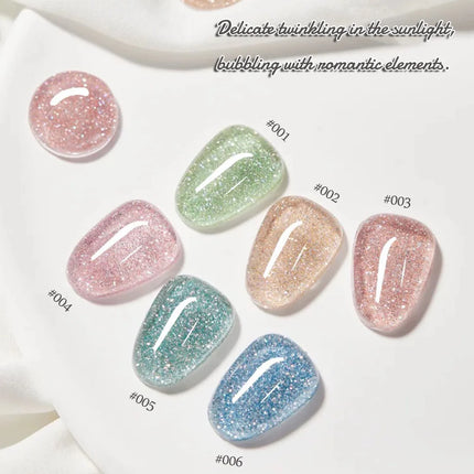 1-12pcs ZH Spring/Summer Ice Transparent Sweet Wine Glass Beads Cat Eye Nail Polish Gel New Flashy Popular Pink Nail Supplies