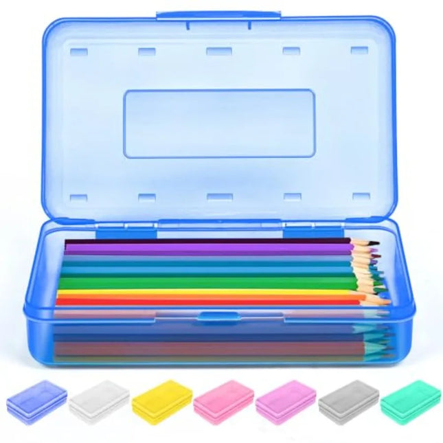 Pencil Box, Crayon Box, Hard Pencil Case, Plastic Large Pencil Box, Colored Marker Sticker Box, School Box for Boys Girls Adults
