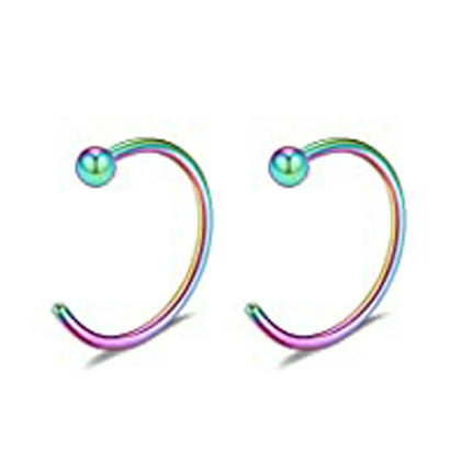 2pcs Hypoallergenic Stainless Steel Cubic Zirconia Round Ball Hoop Earrings Simple School Style Earrings Trendy Ear Jewelry