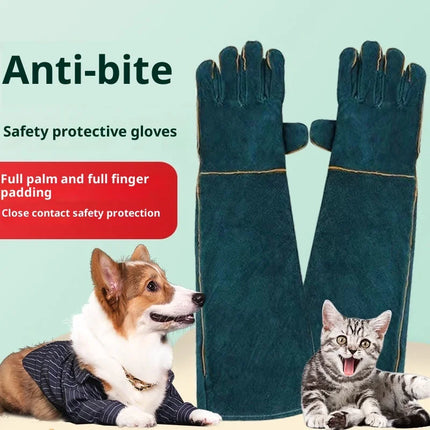 Pet Viper Anti-Bite Gloves Dog Training Anti-cat and Dog Scratch Gloves Anti-scratch Scratch Injury Thickened Extended Cowhide