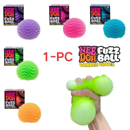 NeeDoh Fuzz Ball Wonder Waves Sensory Squeeze Toy Textured Stress Relief Fidget Ball for Adults Kids