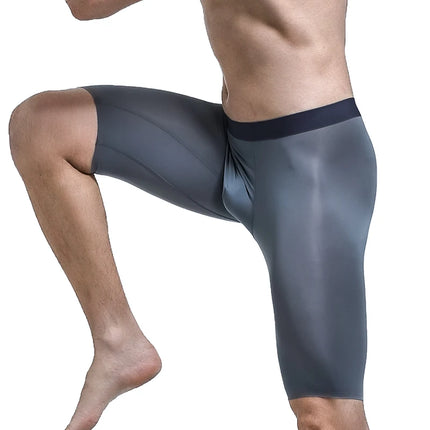 Men's sports underwear for summer, ice silk, quick-drying, extended, anti-friction legs, loose four-corner short underpants
