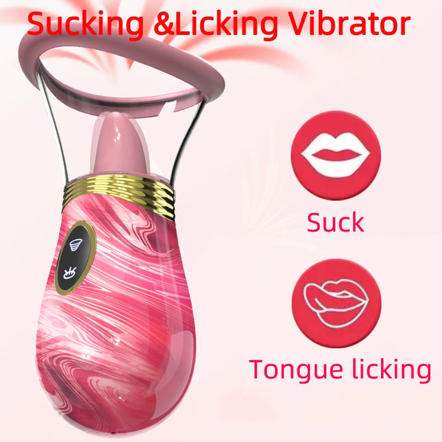Sucking Licking Vibrator 2 in 1 Tongue Licking Clitoris Nipples Sucker Massager for Women Vacuum Stimulator Sex Toys Adult Goods