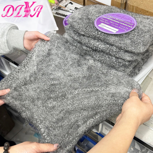 20inch Grey Afro Kinky Human Hair Bulk 50gram/Pack Micro Twist Braiding Extensions Peruvian Remy Hair Bulk for Locs Extensions