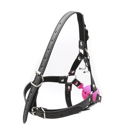 BDSM Silicone Gag Ball Head Harness with Nose Hook Restraint Mouth Gag for Adults Couple Erotic Bondage Sex Toys Adult Products