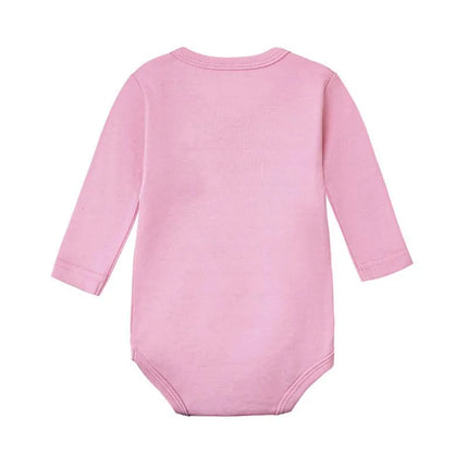 Newborn Baby Bodysuit 0 To 3 Months 100% Cotton Slanting Open Button Solid Color Long Sleeve Jumpsuits Baby Boy Girl Clothes
