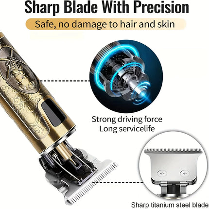 Electric Hair Clipper With LCD Display Oil Head Hair Cutting Machine Hair Beard Trimmer Rechargeable USB Shaver For Men Father
