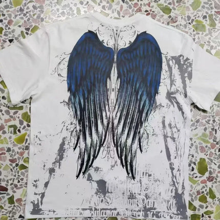 Affliction Out Of Print Short Sleeves Woman Hip Hop Black T Shirt Couple Y2K High Street Pure Cotton Tops Aesthetic Clothes