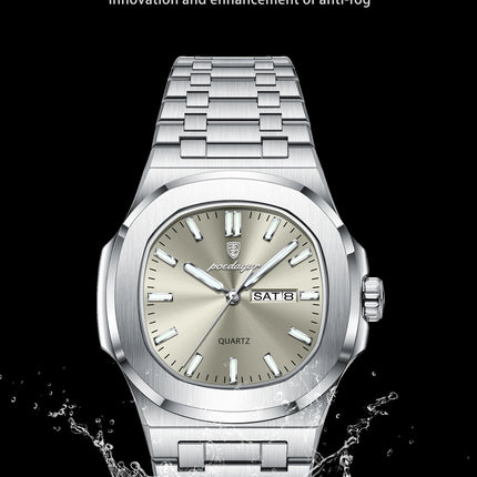 POEDAGAR Exquisite Fashion Men's Watches Waterproof Luminous Date Week Men Watch Stainless Steel Quartz Casual Classic Man Watch
