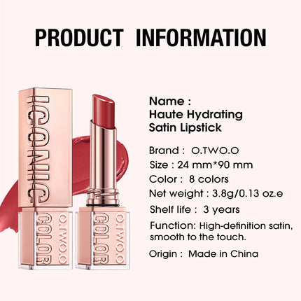 O.TWO.O Lipstick Lip Tint Moisturizing Nourishing Glow Lightweight Smooth Non-Sticky Refreshing Red High-shine Lipstick Makeup