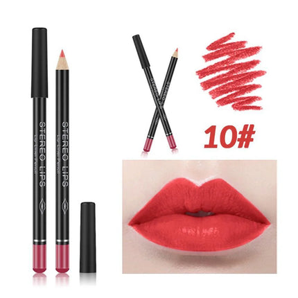 12PCS Matte Lip Liner Pencils Waterproof Long Lasting Pigments Smooth Colorful Nude Silk Lip Makeup