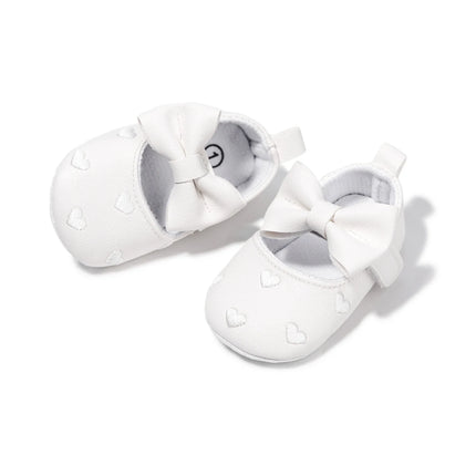 Meckior Baby Shoes Classic Dress Cute Bow-knot Heart Anti-slip Soft Sole First Walkers Infant Baby Girls Toddler Shoes 0-18m