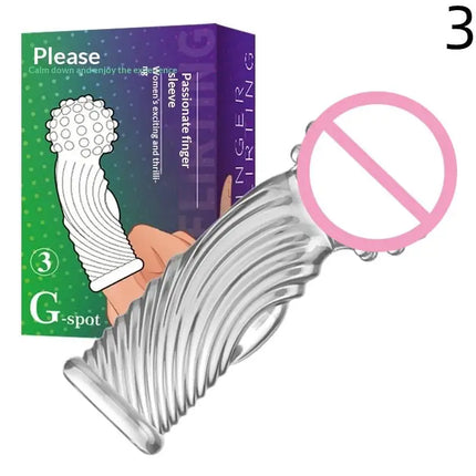 Reusable G Point Clitoris Stimulation Finger Sleeves Penis Rings Delay Sex Toys For Women Couples Games
