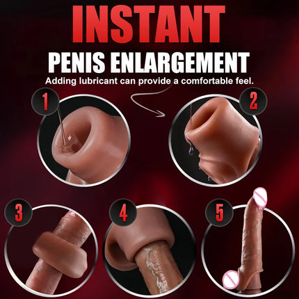 True vein soft lock sperm thickened penis condom dick extender liquid silicone dildo condom delayed ejaculation sex toy for men
