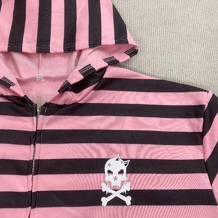 Long Sleeve Loose Zipper Fashion Autumn Streetwear Europe America Gothic Emo Girl Dark Spell Color Cartoon Skull Printed Hoodies