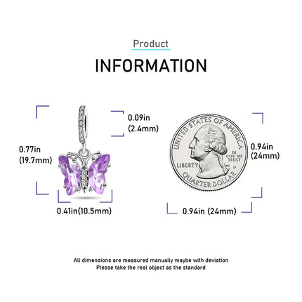 925 Sterling Silver Inlaid Heart-Shaped Beads & Rose Dangle Charm Fits Snake Bracelet Boutique Necklace Purple Pendant Gift