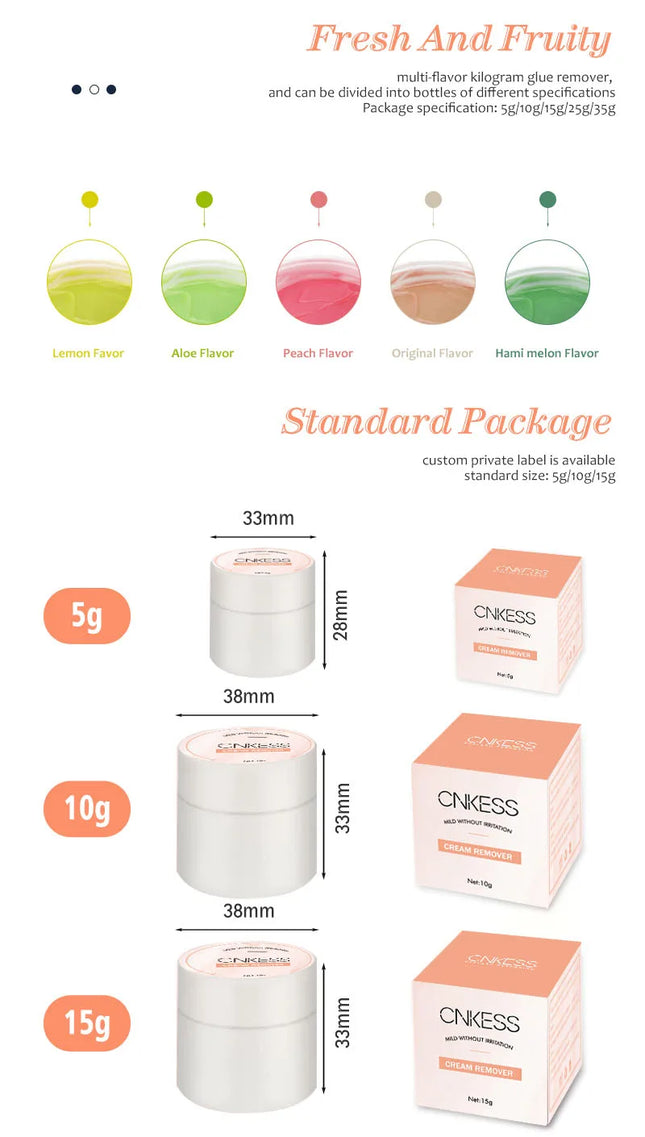 CNK  brand 5G 10G 15G eyelash extension gel cream safety makeup remover inventory, eyelash glue removal cream factory wholesale