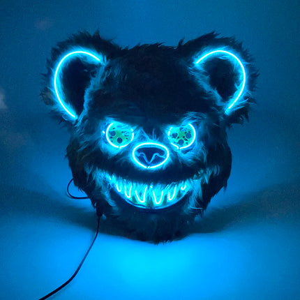 Halloween Light Up Horror Mask Glowing Bloody Bear Killer Mask Flashing Neon Scary Bear Mask for cosplay mask purim props