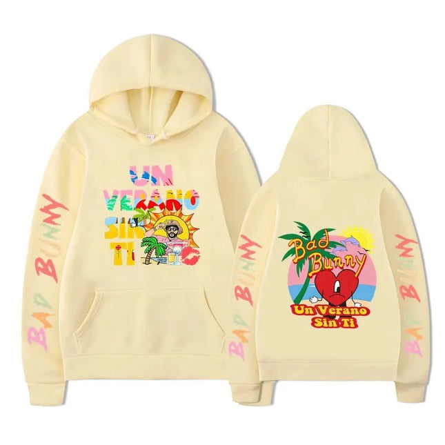 2026 Autumn and winter men and women's casual comfortable warm hooded sweatshirt Bad Bunny hip-hop print fashion loose hoodie